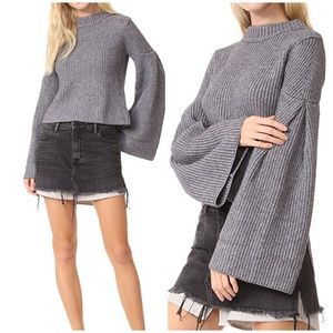 Endless Rose Bell Sleeve Sweater-Charcoal-Size M
